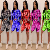 EVE Casual Printed Short Sleeve T Shirt Shorts 2 Piece Sets HM-6139