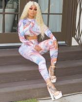 Tie Dye Print Tracksuit Long Sleeve Two Piece Suits WSM-5011