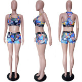 EVE Cartoon Print Tank Tops And Shorts Two Piece Sets LSL-6276