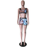 EVE Printed Tank Tops And Shorts Fitness Two Piece Sets OD-8282