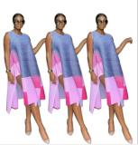 Casual Printed Sleeveless Irregualr Loose Midi Dresses YLY-2302