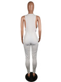 EVE Sexy Deep V Sleeveless White Bandage Jumpsuit MK-2010
