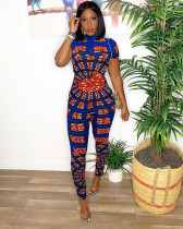 EVE Fashion Printed Short Sleeve Bodycon Jumpsuits TK-6007
