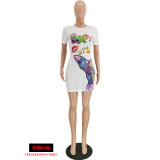 EVE Cartoon Print Short Sleeve Breathable Mini T Shirt Dresses YH-5082