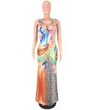 EVE Colorful Printed Straps Long Maxi Dress YH-5027