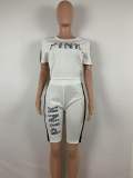 EVE PINK Letter Side Stripe Casual Sports 2 Piece Set OY-6008