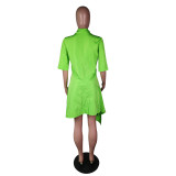 EVE Casual Patchwork Turndown Collar Irregular Shirt Dresses YM-9151