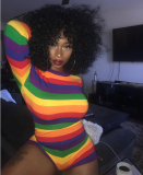 EVE Rainbow Stripes Sexy Tight Rompers ARM-8027