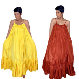 Solid Spaghetti Strap Big Swing Maxi Dresses MOF-5081