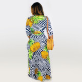 EVE Fashion Printed V Neck Half Sleeve Maxi Dress WSM-5079