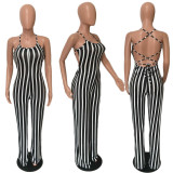 EVE Plus Size Striped Straps Backless Jumpsuits ARM-8061