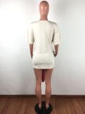 Casual Short Sleeve O Neck Mini T Shirt Dresses LA-3107