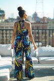 EVE Sexy Printed Sleeveless Sashes Long Jumpsuits YM-9138