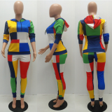 EVE Color Block Spliced Hoodies And Pant Set MAE-152