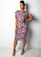 Printed Butterfly Sleeve Bodycon Midi Dress TE-3549