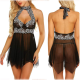 EVE Women Transparent Lace Sexy Halter Babydoll Lingerie YQ-384