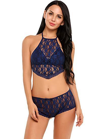 EVE Sexy Lace See Through Halter Lingerie Bra Sets YQ-379