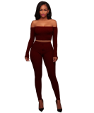 Sexy Off Shoulder Tight Pants Sets Two Pieces TE-3307