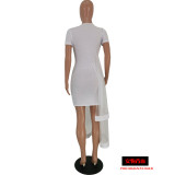 EVE Fashion Short Sleeve Mesh Patchwork Mini Dress YH-5085