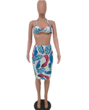 Halter Crop Top Print Bodycon Skirt Sets OYF-8015