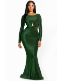 EVE Green Backless Hollow Out Long Party Dresses LS-0227