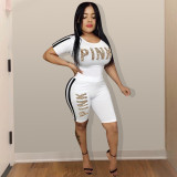 EVE PINK Letter Side Stripe Casual Sports 2 Piece Set OY-6008