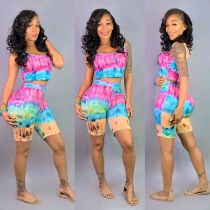 EVE Tie Dye Print Tank Tops Shorts Two Piece Sets ARM-8086