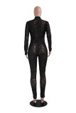 EVE Sexy Mesh See Through Leopard Print Bodycon Jumpsuits YS-8387