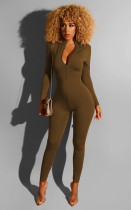 EVE Solid Color Long Sleeve Zipper Bodycon Jumpsuits BS-1130
