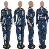 EVE Plus Size Camouflage Print Wide Leg Jumpsuits LDS-3181