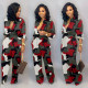 EVE Plus Size Camouflage Print Wide Leg Jumpsuits LDS-3181