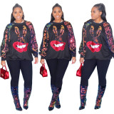 EVE Plus Size Sequined Patchwork Pullover Sweatshirt CQ-5281