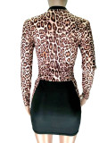 EVE Leopard Print Patchwork Mini Bodycon Dresses CL-6032