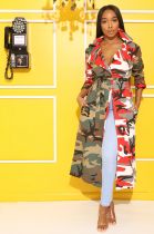 EVE Camouflage Print Lapel Maxi Trench Coats ARM-8137