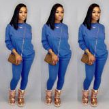 EVE Solid Long Sleeve Casual Two Piece Pants Set CH-8080