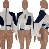 EVE Trendy Patchwork Long Sleeve Chiffon Blouses FNN-8328