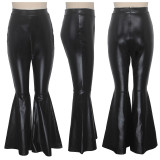 EVE Sexy PU Leather Long Boot Cut Pants SMR-9538