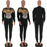 EVE Casual Sequins Patchwork Sweatshirt Two Piece Sets HM-6179