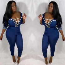 EVE Denim Lace Up Long Sleeves Jeans Jumpsuits MYP-8902