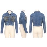 EVE Casual Long Sleeves Short Denim Jacket Coat SMR-9526