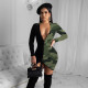 EVE Camouflage Print Patchwork Long Sleeve Bodycon Dress YIM-8083