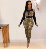 Sexy Leopard Mesh Patchwork Hollow Jumpsuits LA-3169