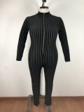 EVE Big Size 5XL Stripe Long Sleeve Skinny Jumpsuits OSM2-4088