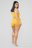 EVE Solid Sleeveless Elastic Waist One Piece Rompers BS-1051