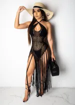 EVE Sexy Weave Tassel Hollow Out Beach Dress OSM-4065