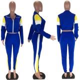 EVE Casual Tracksuit Patchwork Zipper 2 Piece Sets LM-8038