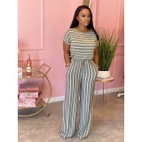EVE Casual Loose Striped Short Sleeve Jumpsuits CL-6042
