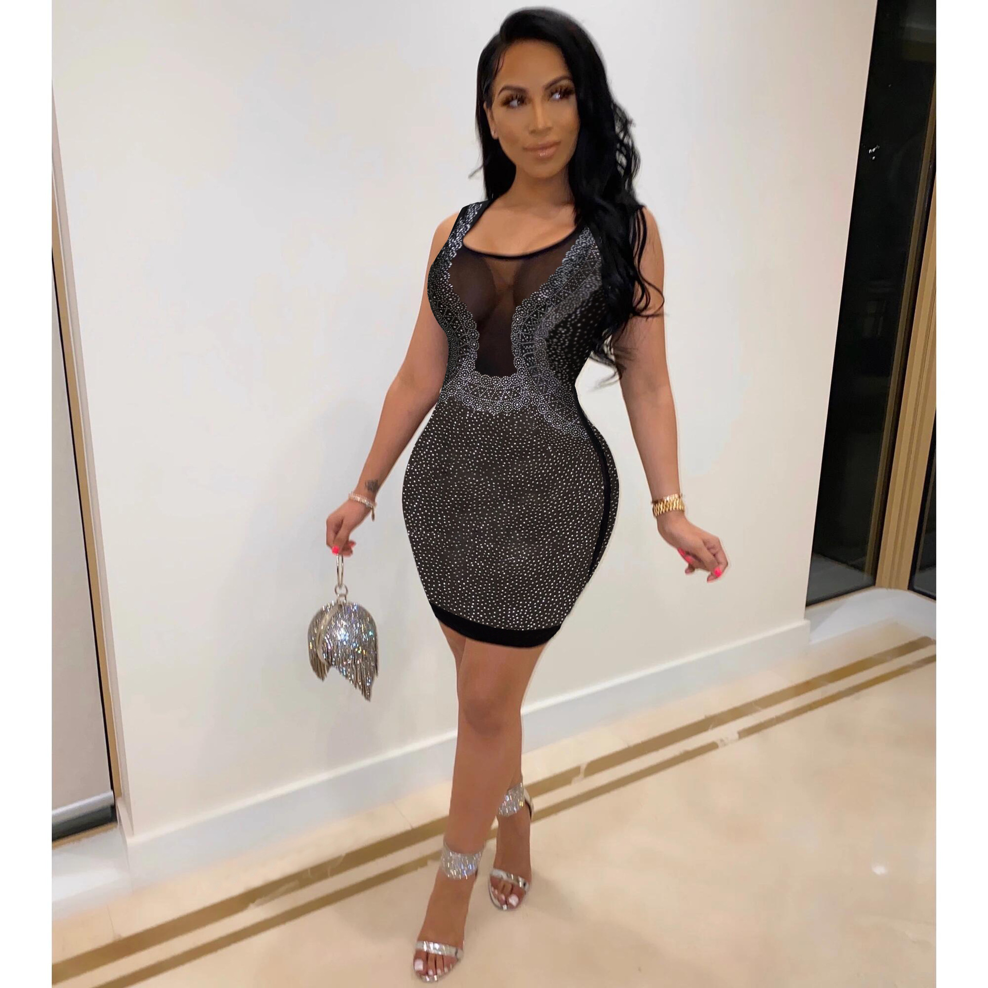 rhinestone club dress