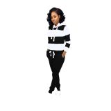 Plus Size Patchwork Hoodies Long Pants 2 Piece Sets NK-6005