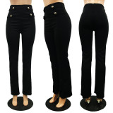 EVE Elegant High Waist Back Zipper Long Pants YS-8180